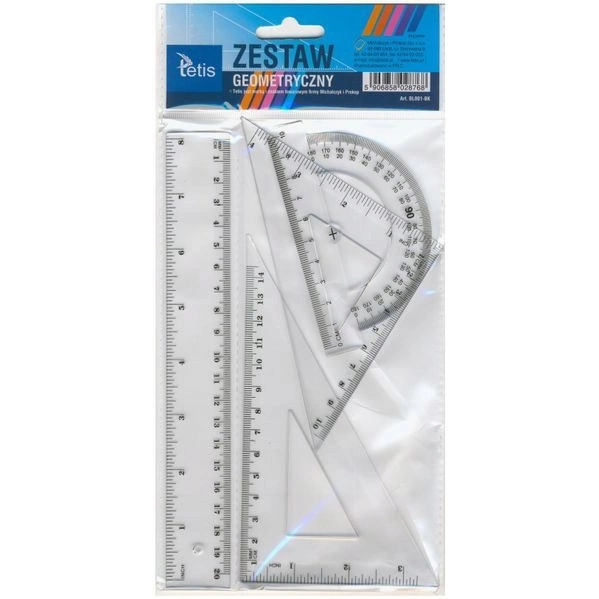 Zestaw Geometryczny z Linijką 20 cm TETIS BL001-BK