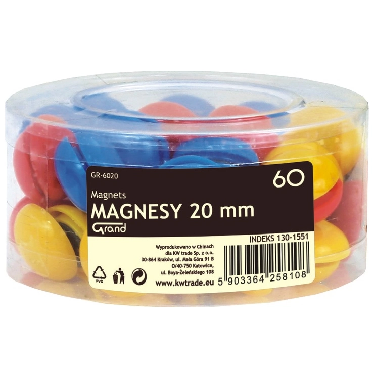 Magnesy GR-6020 o wymiarach 20 mm